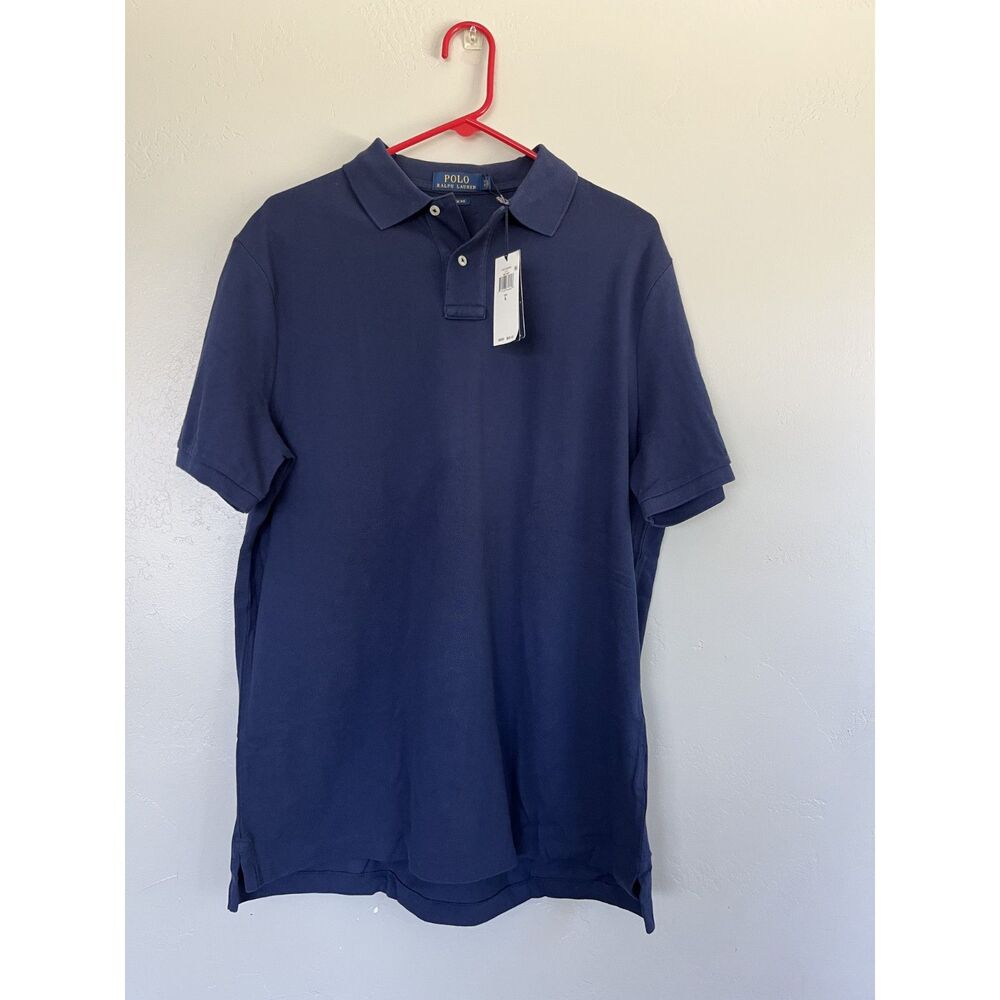 NWT Polo Ralph Lauren Mens Short Sleeve Polo Shirt Navy Size Large Authentic